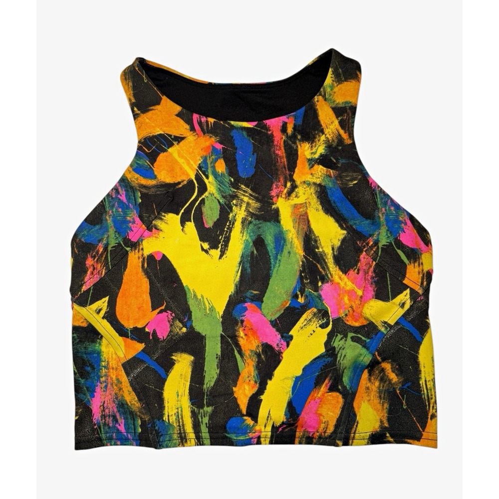 Lululemon Racerback Lined Medium Support Bra Abstract Sporty Black Multicolor